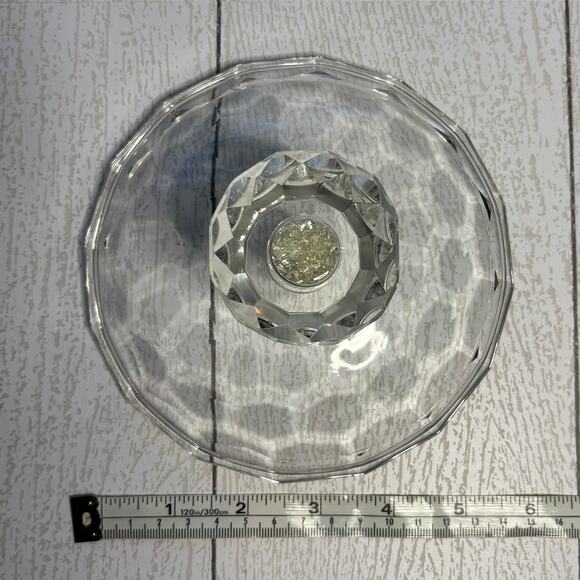 OLEG CASSINI Diamond Cut Footed Crystal Dish Elegant Vintage - Picture 9 of 16